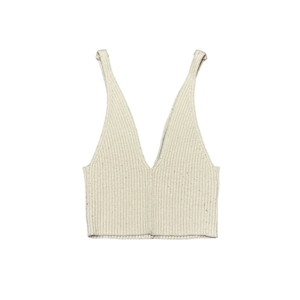 beige urban outfitters ribbed crop tank